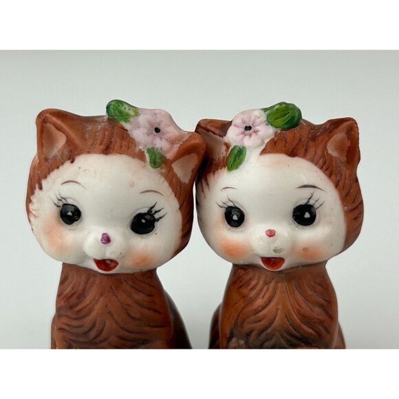 Vintage Anthropomorphic Brown Cats Set of 2 Salt & Pepper Shakers Korea Cute - Picture 7 of 16
